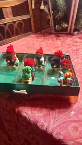 lot 5 wood felt Scandinavian sledding children small Christmas ornaments German? - Picture 1 of 3