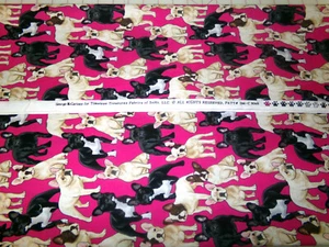 Hot Pink Dog Fabric.  George McCartney for Timeless Treasures.  (28x44). A25-530 - Picture 1 of 6