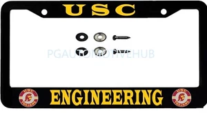 License Plate Frame Black Stainless Steel Vinyl Lettering for USC 1 ENGINEERING - Picture 1 of 3