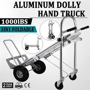 Heavy Duty Aluminum Hand Truck 3 in 1 Folding Dolly Cart 1000 lbs Capacity - Picture 1 of 12