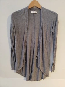 ABERCROMBIE GIRL'S KNIT OPEN FRONT CARDIGAN TOP LACE TRIM GREY L/XL 14/16 - Picture 1 of 7