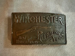 Vintage Solid Brass Winchester Repeating Arms New Haven, Conn. Belt Buckle - Picture 1 of 6