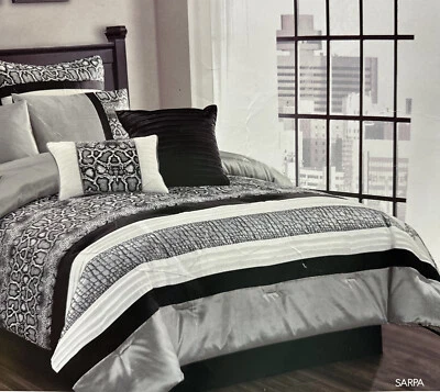Juego de edredón 5 piezas Sunham Sarpa KING 102 x 90 poliéster piel de serpiente blanco negro Foto 1 de 4