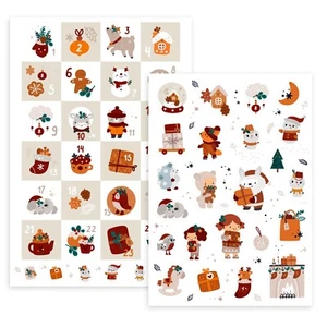 Adventskalender Aufkleber Weihnachten Motiv DIY Kuschelig Festlich Geschenkanhänger Scrapbooking - Bild 1 von 9