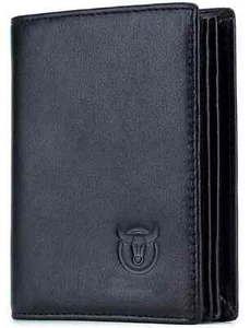 New Men's Genuine Leather RFID Blocking Large Capacity Bifold Wallet Black - Picture 1 of 7