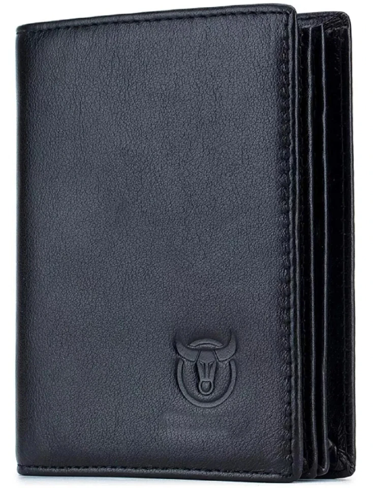 New Men's Genuine Leather RFID Blocking Large Capacity Bifold Wallet Black - Image 1 of 4