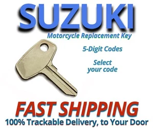 Suzuki Motorcycle Keys Replacement Key Cut to Code 5 digit codes 33111-34444 - Picture 1 of 1