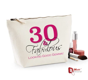 Personalised Make Up Wash Bag - 30th Birthday Gift Present - 30 & Fabulous- NEW - Picture 1 of 1