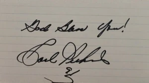 Rockabilly Singer & Guitarist CARL PERKINS Uncommon Signed Card Dated 1991 - Picture 1 of 1