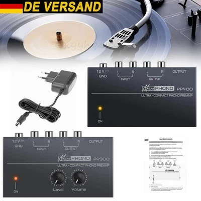 Preamplificatore Phono Mic Amplificatore con Alimentatore Phono Preamplificatore Pre Amp NUOVO - Immagine 1 di 4