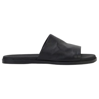 Hush Puppies Womens Paradise Slip On Leather Slides Black Sandals - image 1 of 4