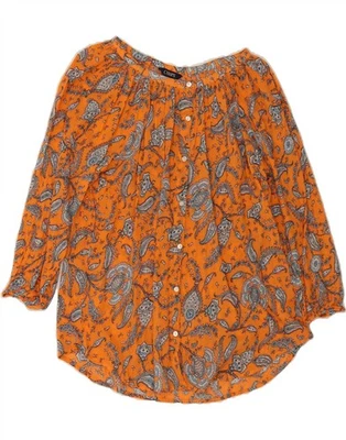 Blusa Camisa CHAPS Mujer Gran Tamaño Reino Unido 10 Pequeña Naranja Cachemira Algodón DG32 Foto 1 de 3