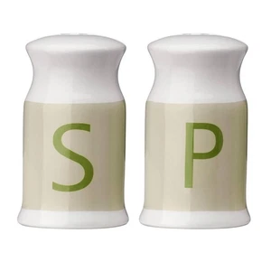 Cow Parsley Salt & Pepper Shakers Set Ceramic Green White Kitchen Dining Decor - Picture 1 of 1