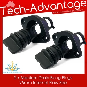 2 x BN Black LEDADVANTAGE Medium Drain Boat Bung Plugs (25mm Internal Flow Size) - Picture 1 of 4