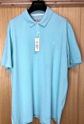 Original Penguin Polo shirt 100% Pima Cotton Aqua Blue M-L RRP £55 - Image 1 of 4