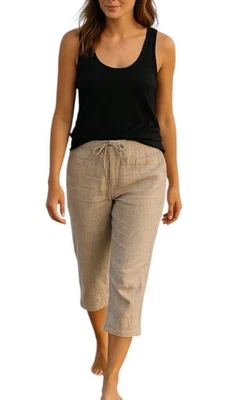 Pantalones Cortos Peck & Peck Fin de Semana 100% Lino Talla 16 Cordón Tostado Pierna Ancha Foto 1 de 4