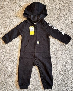 Carhartt Niños 12M Mono Polar Cremallera Con Capucha Mono Bolsillos Traseros Negro NUEVO - Imagen 1 de 6