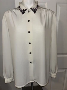 Blusa vintage Koret bordado cuello botón delantero talla 18 para mujer - Imagen 1 de 6