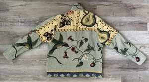 Giacca arazzo frutta colibrì floreale pony dipinto vintage donna taglia 1 - Foto 1 di 16