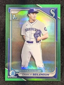 2024 Bowman Draft Charlie Beilenson Chrome True Green Refractor 1st 70/99 - Picture 1 of 2
