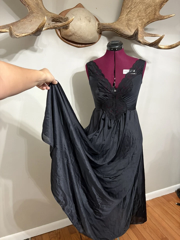 OLGA DE COLECCIÓN Camisón M Negro Maxi Barrido Completo Glamour Capricho Gótico Sin Mangas Sexy Largo Foto 1 de 4