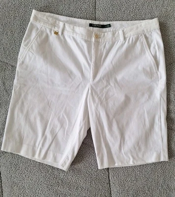 Ralph Lauren Women's High Waisted Stretch Cotton Shorts Size 14 White  - Image 1 of 4