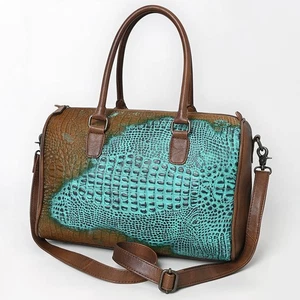 AD American Darling Adbg1562B Duffel Crocodile Embossed Genuine Leather Women - Picture 1 of 8