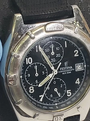 Vintage Festina Chronograph Men's Stainless steel Quartz Watch New Battery - Image 1 of 4