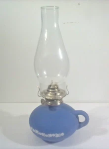 Kaadan LTD Blue and White Ceramic Oil Lamp Base w/ Globe Floral Ring Hurricane - Picture 1 of 6