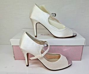 Rainbow Club Peggy Bridal Wedding Shoe Ivory Satin Bride Prom Bridesmaid UK3 - Picture 1 of 8