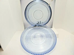 Vintage Indiana Glass Crystal Diamond Point Blue 12" Hostess Plate - Picture 1 of 5