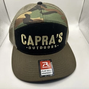 Cappello Berretto Flat Bill SnapBack Richardson 168 Mimetico Capra’s Outdoor Ricamato Nuovo - Foto 1 di 7