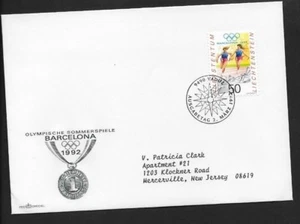 LIECHTENSTEIN 1992 FIRST DAY COVER SUMMER OLYMPICS BARCELONA WOMENS RELAY - Picture 1 of 1