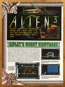 1993 Alien 3 NES Print Ad/Poster Original Authentic Video Game Promo Art