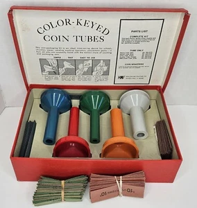 Tubos de monedas vintage con llave de color en caja original - Imagen 1 de 5