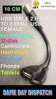 USB mâle 2.0 A 1 à 2 double USB femelle - 1 données et 1 séparateur Power Y câble 10 cm