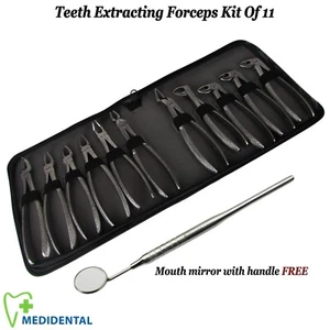 SURGICAL Extraction Surgery Kit Of 11 Adult Tooth Extracting Forceps With Bag CE - Picture 1 of 12