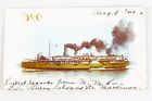 Detroit Photographic Co RARE #98 City Alpena Riverboat 1898 Private Mailing Card