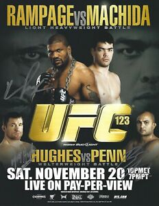 BJ Penn Matt Hughes & Quinton Rampage Jackson Signed UFC 123 8.5x11 Poster 2010