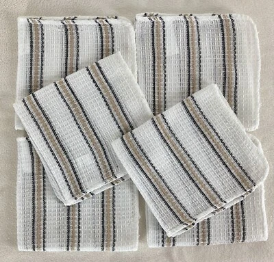 6 paños de cocina trapos de tela a rayas de mezcla de algodón tejido gofre 12"x12" Foto 1 de 4