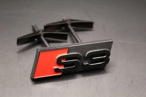 Gloss Black Red Honeycomb Front Grille Badge Clip Bracket Fit For Audi S3 - Picture 1 of 5