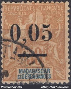 MADAGASCAR TYPE GROUPE 0,05c SUR 30c PETITS ZEROS N°52 AVEC OBLITERATION - Picture 1 of 2