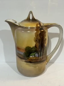 Antique Noritake Japan 1918 Tree In The Meadow Floral Coffee Pot W/ Lid - Picture 1 of 13