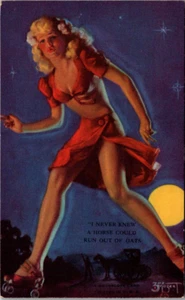 MUTOSCOPE PINUP - "I NEVER KNEW..." - MOZERT - AP-UG - VINTAGE ARCADE CARD - Picture 1 of 2