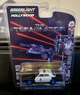 GREENLIGHT HOLLYWOOD THE TERMINATOR 1977 PLYMOUTH FURY WALMART BLUE CHASE 🔥 - Image 1 of 4