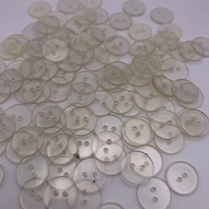Clear Round 2-hole Buttons 15mm  Lot of 10 & 100 D813 - Picture 1 of 7