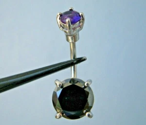 ANILLO VIENTRE DIAMANTE NEGRO Y AMATISTA 3,65ctw, certificado, probador de diapositivas gratis, doble - Imagen 1 de 12