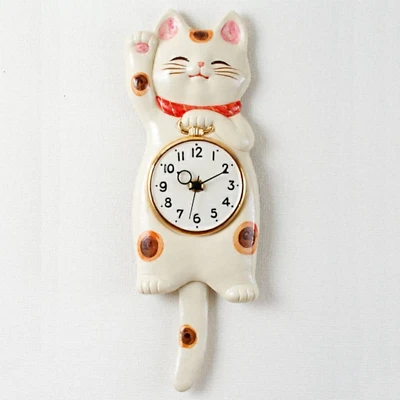 Reloj de Pared Péndulo Manekineko Gato de la Suerte Blanco Japonés Cerámica Regalo Envío Gratis Foto 1 de 4
