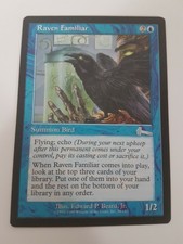 Raven Familiar Magic the Gathering MTG Urza's Legacy Blue Common