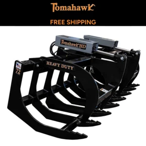 TOMAHAWK 2 CYLINDER 72" HD BRUSH GRAPPLE SKID STEER QUICK ATTACH SHIPS FREE 3022 - Picture 1 of 5